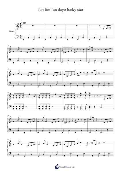 fun fun fun dayo lucky star Sheet Music by Misc Soundtrack-Arr.Chrisboyd Crosean