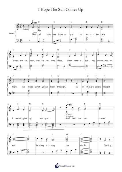 I Hope The Sun Comes Up Sheet Music by Sarah Jade-Arr.Clarva Dougry