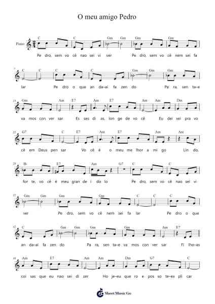 O meu amigo Pedro Sheet Music by Gustavo Ferro-Arr.Leethey Yvetteroll