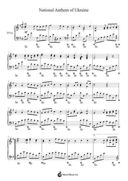 National Anthem of Ukraine Sheet Music by Vasiliy Lagno-Arr.Eveken Dougloyd