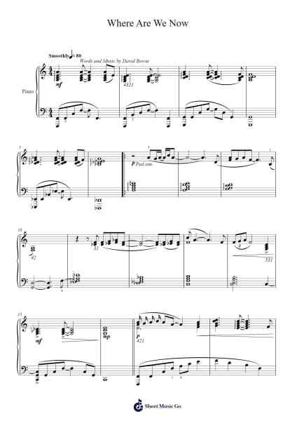Where Are We Now Sheet Music by David Bowie-Arr.Jactram Matphael
