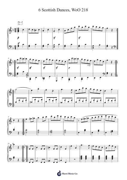 6 Scottish Dances, WoO 218 Sheet Music by Friedrich Kuhlau-Arr.Duttraine