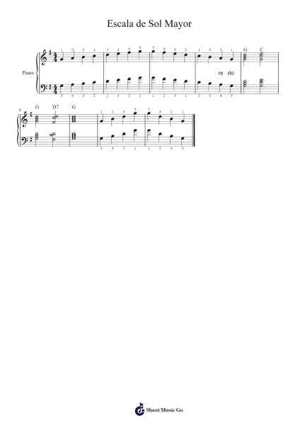 Escala, cadencias y arpegio de Sol Mayor Sheet Music by kevin yance torres-Arr.Molthel