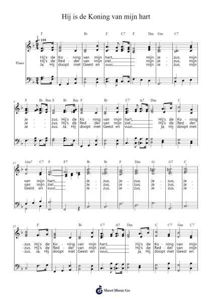 Hij is de Koning van mijn hart Sheet Music by -Arr.Cusnow Noahlis