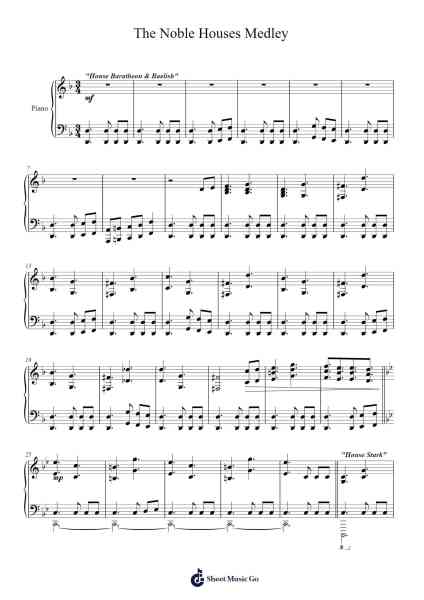 The Noble Houses Medley Sheet Music by Ramin Djawadi-Arr.Shawqe Bryy