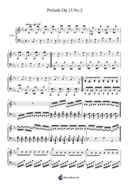 Prelude Op.13 No.2 Sheet Music by PianoLC-Arr.Virgreg