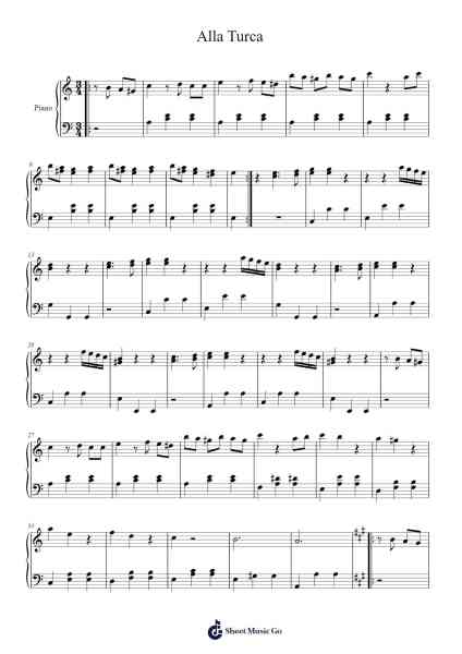 Alla Turca Sheet Music by -Arr.Simpmark