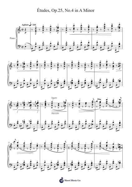 Études, Op. 25, No. 4 in A Minor Sheet Music by Frédéric Chopin-Arr.Kensibyl