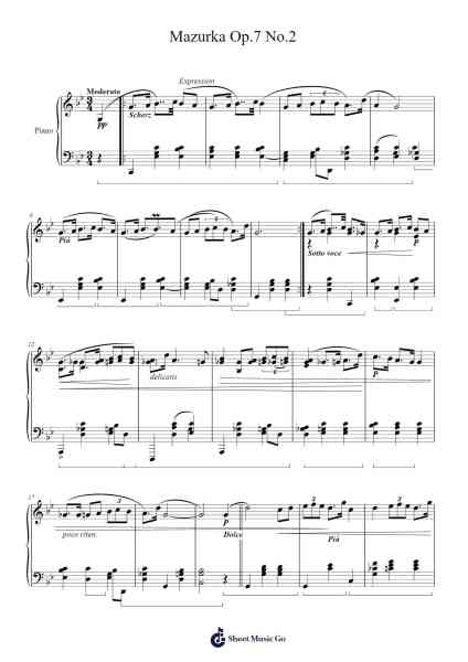 Mazurka in A Minor, Op. 7, No. 2 Sheet Music by Trayy Turner-Arr.Abraham Byjones