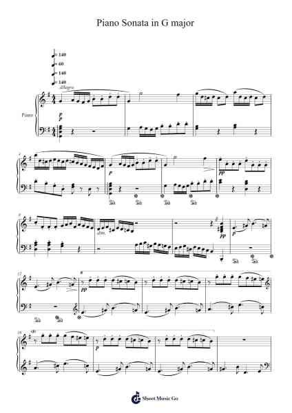 Piano Sonata in G major Sheet Music by Fern_George-Arr.Hoodlyle Joyyoung