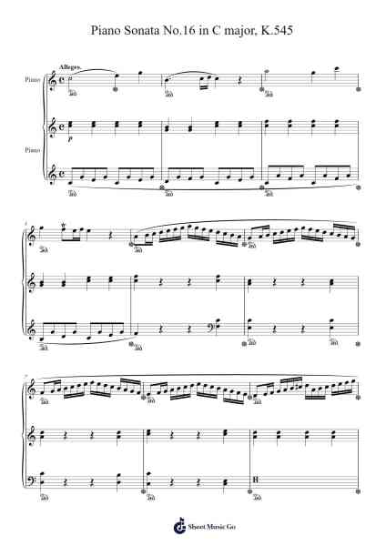 Piano Sonata No. 16 in C Major, K.545: I. Allegro Sheet Music by Wolfgang Amadeus Mozart-Arr.Blybohm