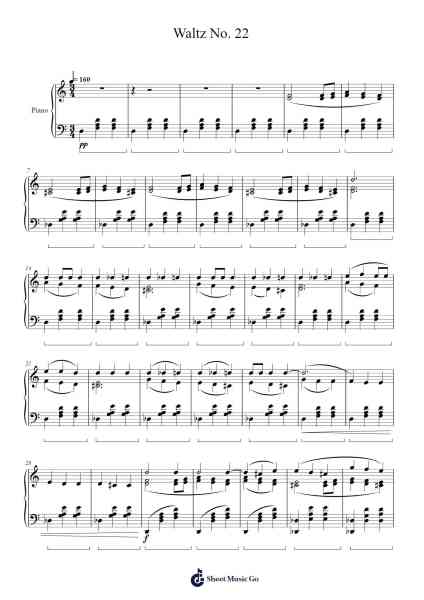Waltz No. 22 Sheet Music by Hodgvans-Arr.Rusget Garckle