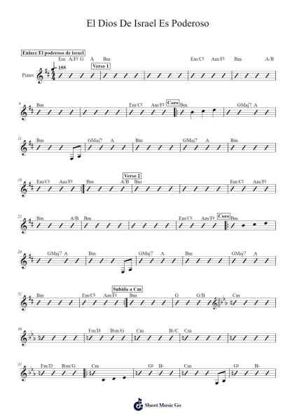 El Dios De Israel Es Poderoso Sheet Music by Ebenezer Guatemala Zona 5-Arr.Efkirk