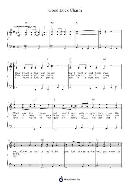 Good Luck Charm Sheet Music by Elvis Presley-Arr.Mattvey Chilrick
