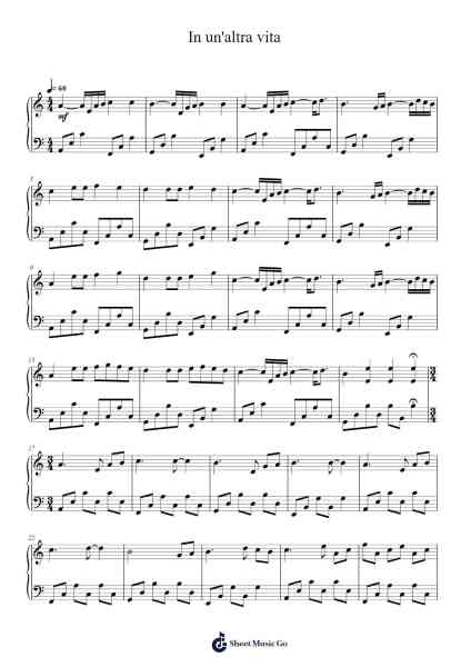 In un'altra vita Sheet Music by Unknown author-Arr.Hufaithe Deantate