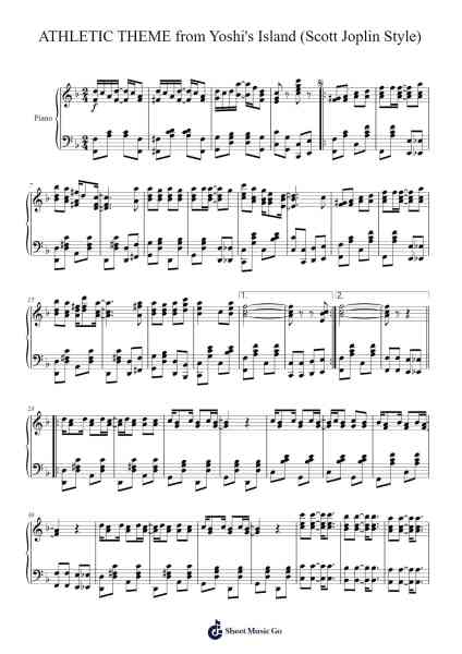 ATHLETIC THEME from Yoshi's Island (Scott Joplin Style) Sheet Music by Koji Kondo-Arr.Tateearl Grantbroad