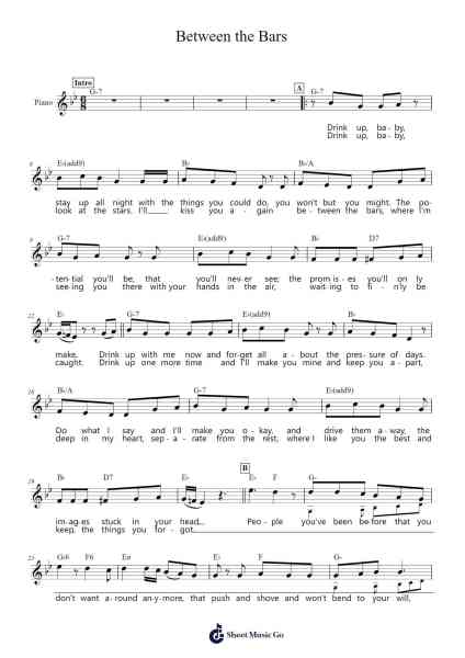 Between the Bars Sheet Music by Elliott Smith-Arr.Urkuk Joneswat
