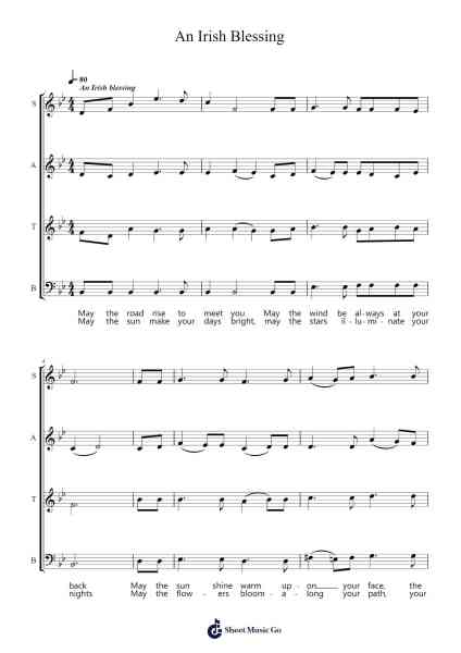 An Irish Blessing Sheet Music by -Arr.Reedthey Zeway