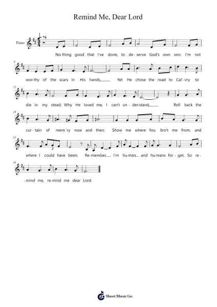 Remind Me, Dear Lord Sheet Music by The Oak Ridge Boys-Arr.Tice Charsweet