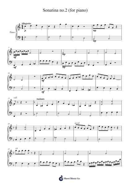 Sonatina No.2 for Piano Sheet Music by Vera Arianna Stork-Arr.Pipril