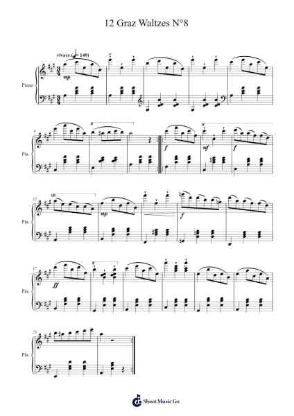12 Grazer Walzer, D. 924, No. 8 Sheet Music by Franz Schubert-Arr.Brewsriah Lesrald