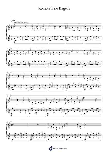 Komorebi no Kagede Sheet Music by Michiru Oshima-Arr.Jorthodore Adegee