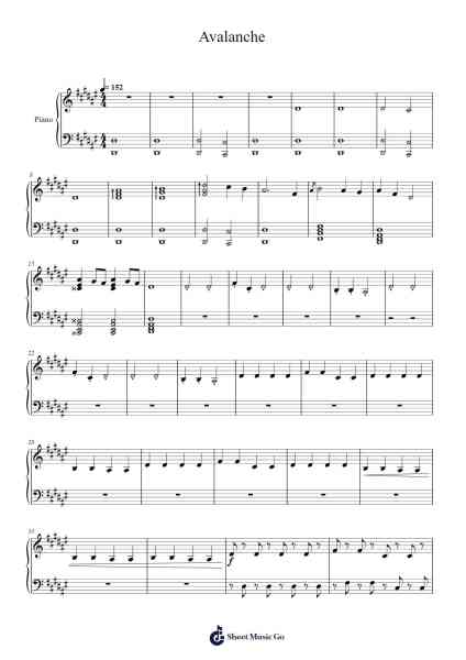 Avalanche Sheet Music by Moultwain-Arr.Pistal