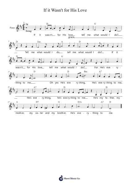 If it Wasn't for His Love Sheet Music by Serbeard Prufred-Arr.Osbrow Joeholt
