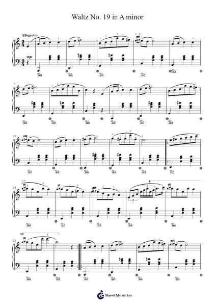 Waltz No. 19 in A minor Sheet Music by Frédéric Chopin-Arr.Vinpeare
