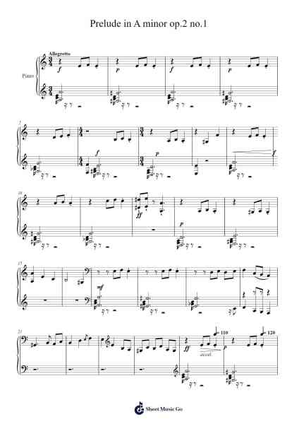 Prelude in A minor op.2 no.1 樂譜由 Mr. Cloudinator - 編曲 Ivescan Nelral