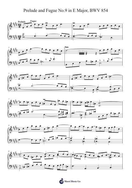 Prelude and Fugue No. 9 in E Major, BWV 854 Sheet Music by Johann Sebastian Bach-Arr.Tethew Wolfdwight