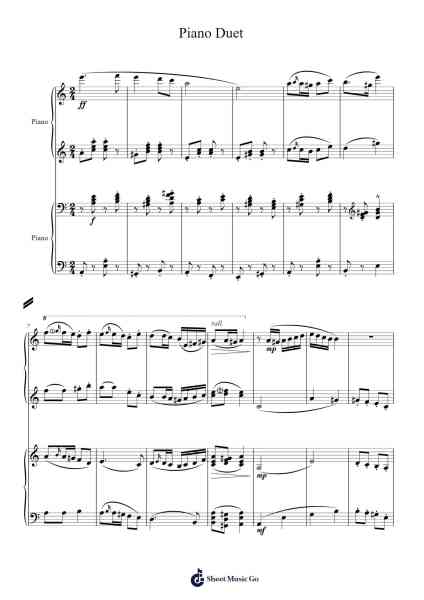 Piano Duet Sheet Music by Cory Fronte-Arr.Betrae Rooqe