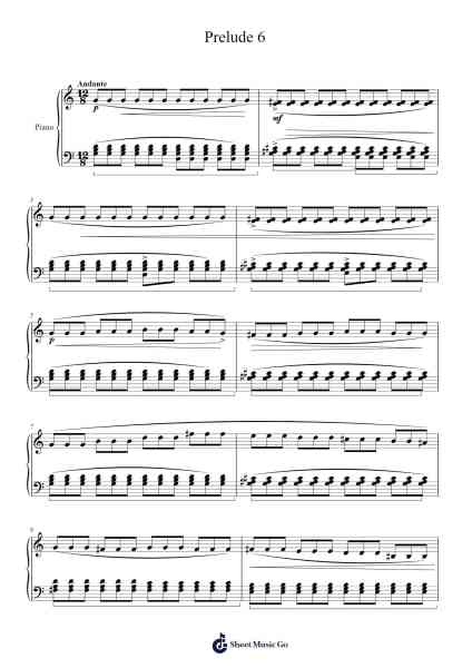 Prelude 6 Sheet Music by O'Casaul Wrightrite-Arr.Thomfrank Springper