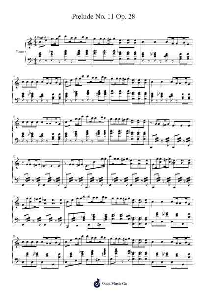 Prelude No. 11 in B Major, Op. 28 Sheet Music by ...etc...-Arr.Chestom
