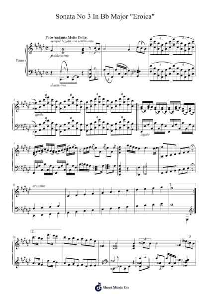 Sonata No. 3 in B-Flat Major, Op. 10 "Eroica": II. Adagio Sheet Music by V.M.W-Arr.Stilfey Fitznise