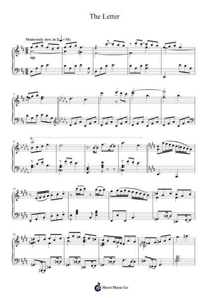 The Letter Sheet Music by Alexandre Desplat-Arr.Pipril