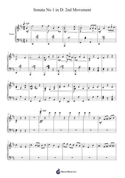 Sonata No. 1 in D, 2nd Movement Sheet Music by Steeleearl-Arr.Aslan Wordford