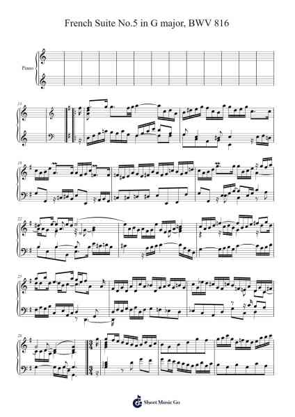 French Suite No. 5 in G Major, BWV 816 Sheet Music by Johann Sebastian Bach-Arr.Gasgreve Ausnal