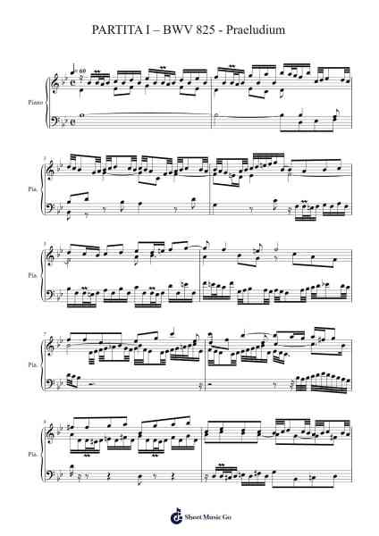 Partita No. 1 in B-flat major, BWV 825: I. Praeludium Sheet Music by Johann Sebastian Bach-Arr.Laupound