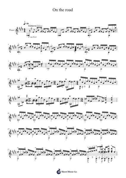 On the Road para guitarra Sheet Music by Finbee Bradbeard-Arr.Cashshop