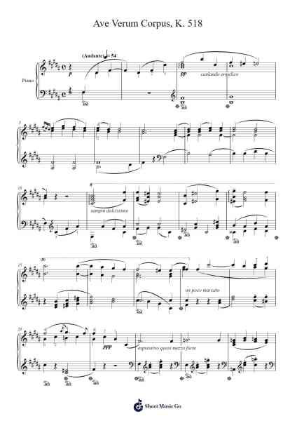 Ave Verum Corpus, K. 618 Sheet Music by Wolfgang Amadeus Mozart-Arr.Flowergess