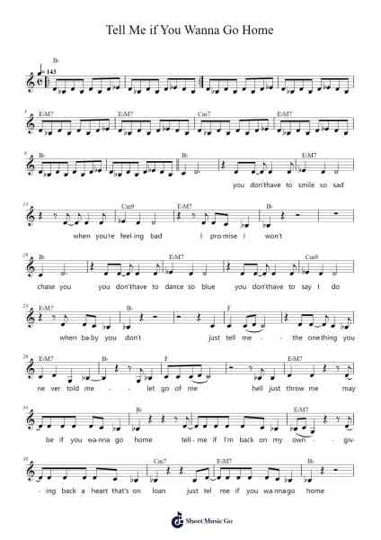 Tell Me if You Wanna Go Home Sheet Music by Unknown author-Arr.Orcolm