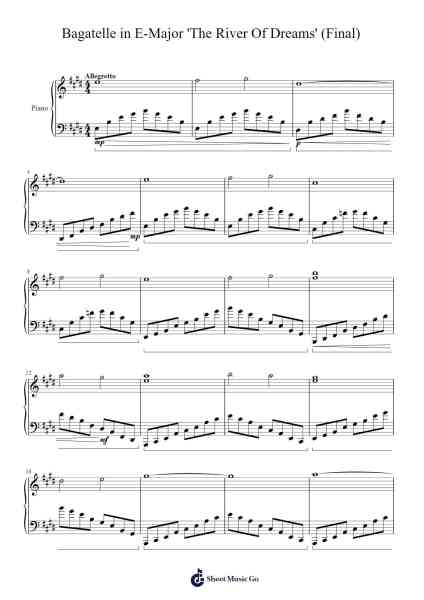 Bagatelle in E-Major 'The River Of Dreams' (Final) Sheet Music by Elijah Jeremy P. Marcos-Arr.Georpir Manback