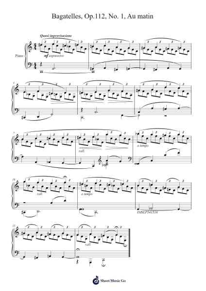 Bagatelles, Op.112, No. 1, "Au matin" Sheet Music by Aleksandr Gretchaninov-Arr.Shelmore Yetgrant