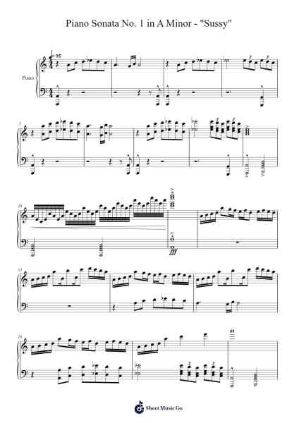 Piano Sonata No. 1 in A Minor "Sussy" Sheet Music by Daniel Shock-Arr.Huttthur Ruthglas