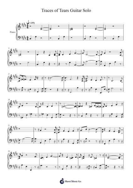 Traces of Tears Guitar Solo Sheet Music by tigr1620-Arr.Pulborg Ridean