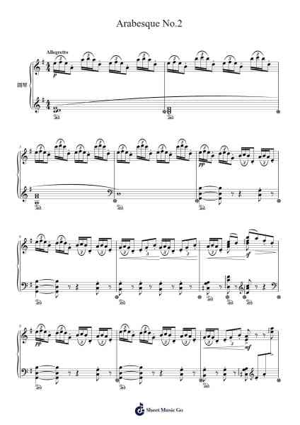 Arabesque No. 2 in G Major, L. 66 Sheet Music by Claude Debussy-Arr.Taypeare Rolius