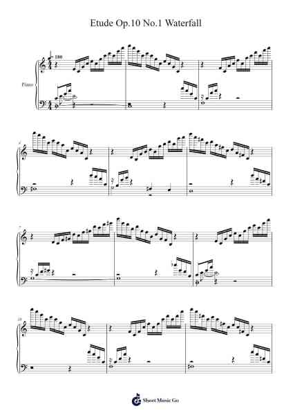 Etude Op. 10 No. 1 "Waterfall" in C Major Sheet Music by TheHymnPlayer01-Arr.Elroygale Whvan
