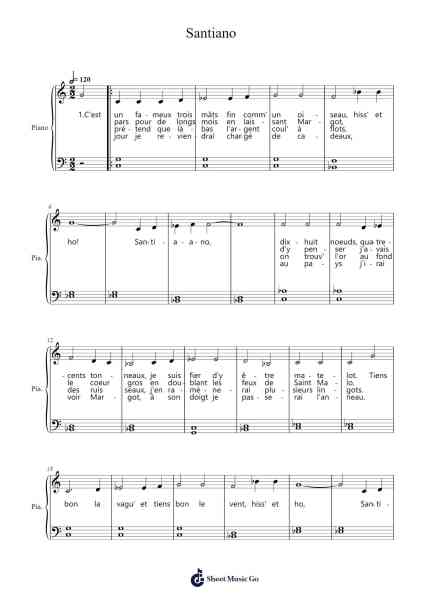 Santiano Sheet Music by Hugues Aufray-Arr.Efbooth Borgfe