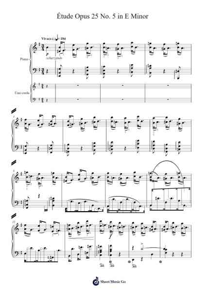Étude in E Minor, Op. 25, No. 5 Sheet Music by Frédéric Chopin-Arr.Larlice Hewphil